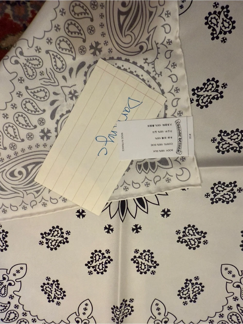 White Bandana with Black Paisley Print